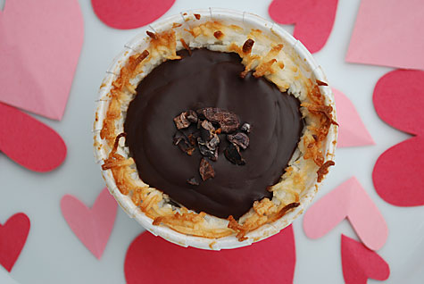Toasted Coconut Chocolate Valentine Dessert with Cacoa Nibs - Merriment
