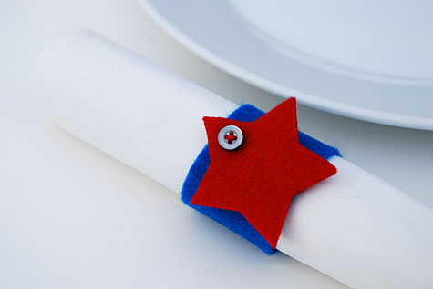 Merriment :: Fourth of July felt and button star napkin rings by  Kathy Beymer