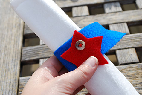 Merriment :: Fourth of July felt and button star napkin rings by Kathy Beymer