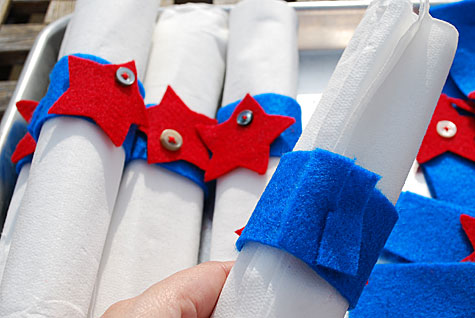 Merriment :: Fourth of July felt and button star napkin rings by  Kathy Beymer