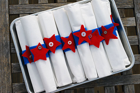 Merriment :: Fourth of July felt and button star napkin rings by Kathy Beymer