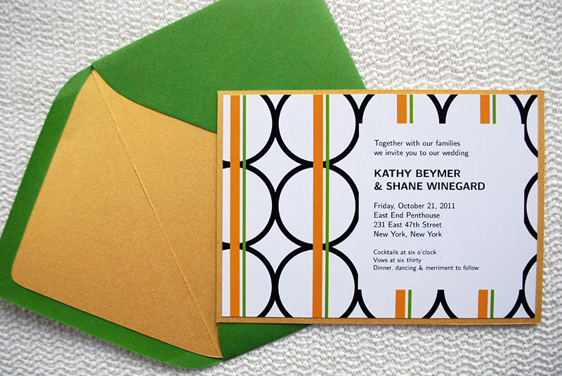 Here's my modern orange and green DIY wedding invitation that was seen in