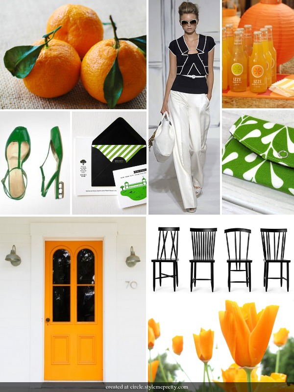 Free orange and green DIY modern wedding invitation printable template with 