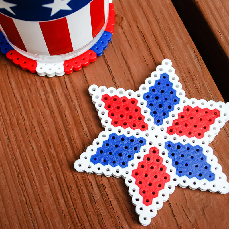 Fourth of July Kids Crafts: Perler Bead DIY Coasters