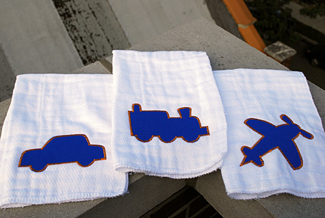 Merriment :: Planes, Trains and Automobiles Burp Cloths by Kathy Beymer at MerrimentDesign.com