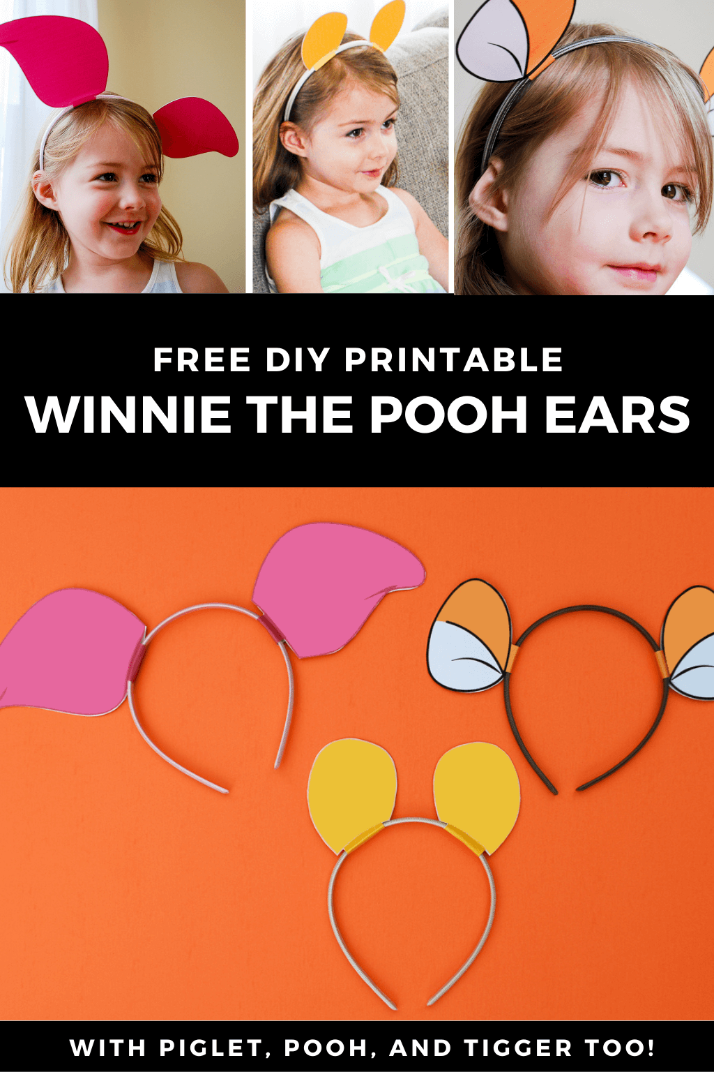 DIY Winnie the Pooh Ears for Winnie the Pooh headbands, Tigger and Pooh Halloween Costumes