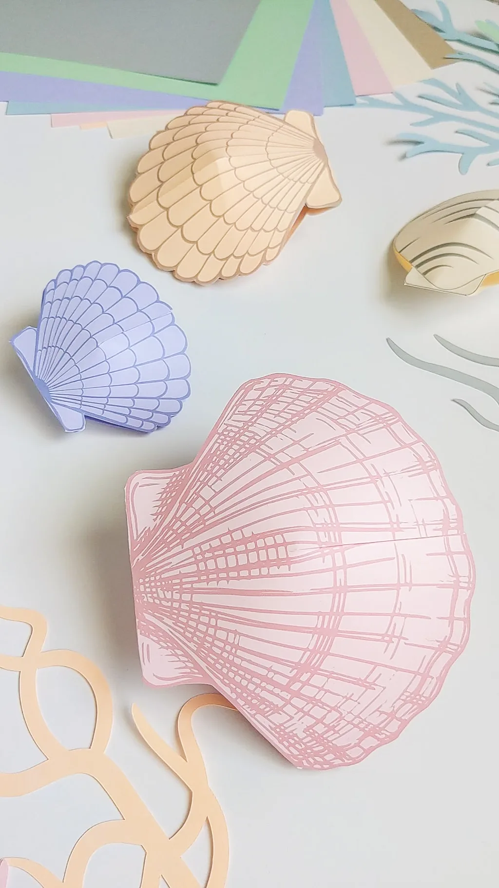 Easy paper shells craft to print, cut, and fold