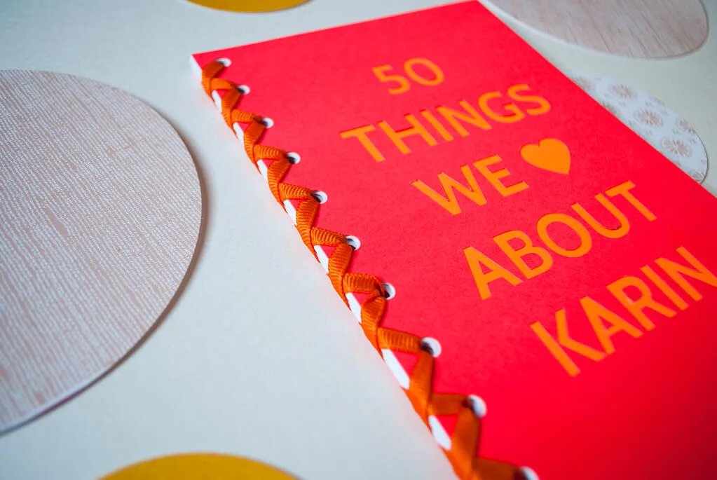 50th birthday book binding using ribbon