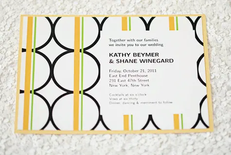 60s inspired geometric wedding invitation