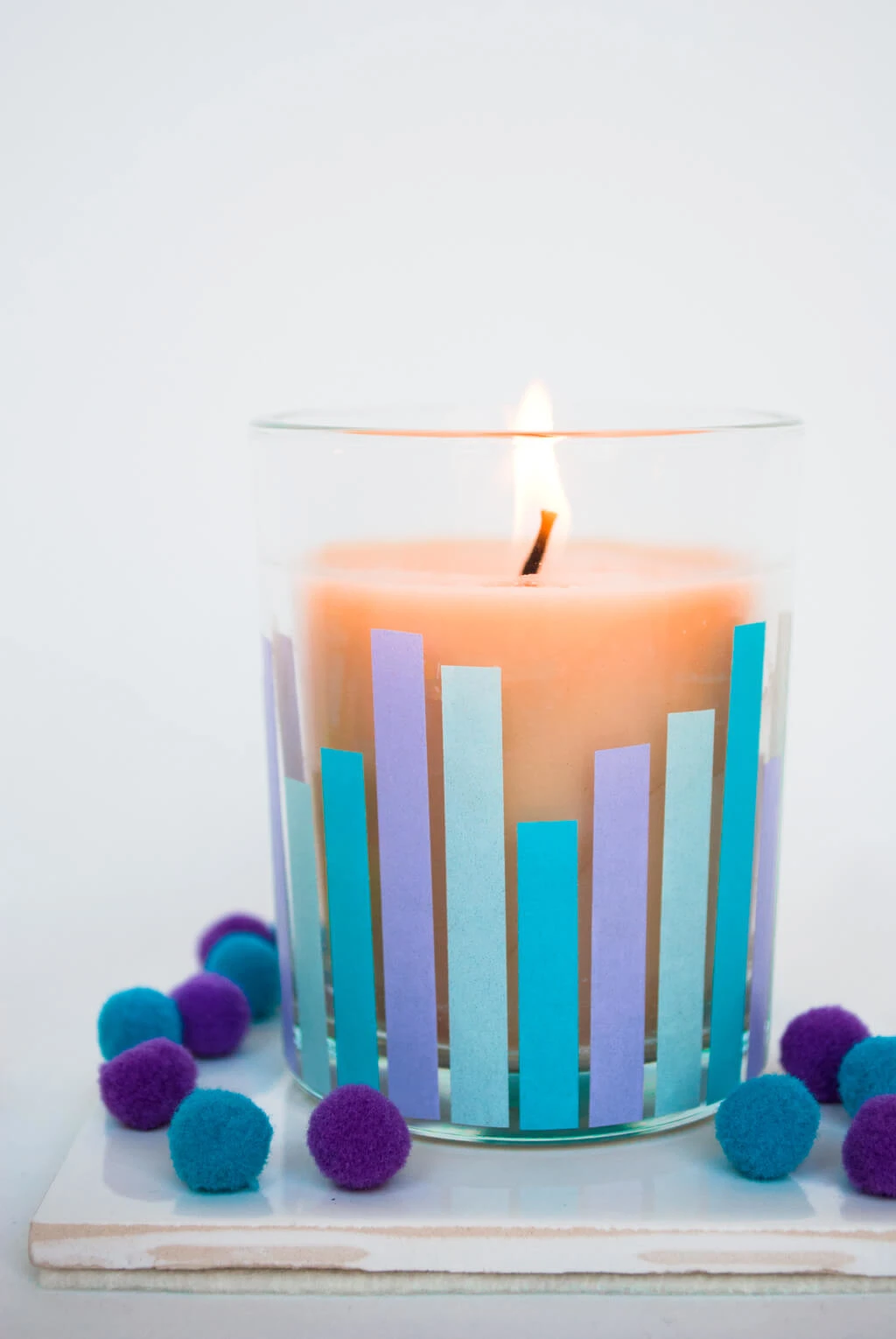 DIY candle decorated with washi tape