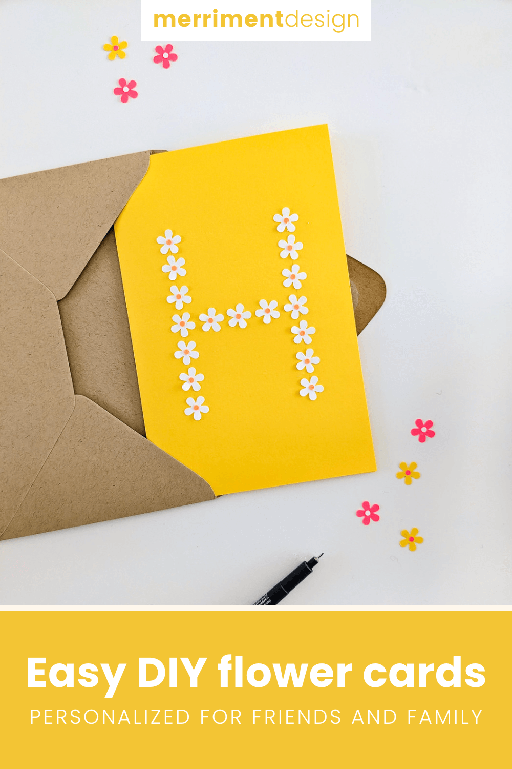 Cartão de aniversário DIY muito personalizado feito com um perfurador de papel de flor e papel de rascunho