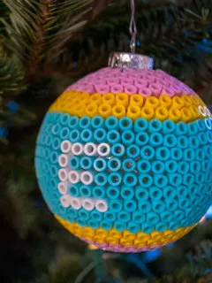 Glass ball DIY Christmas tree ornament with Perler beads