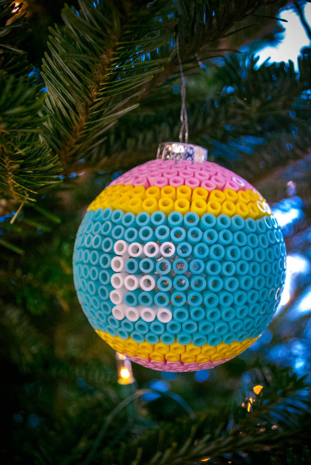 Glass ball DIY Christmas tree ornament with Perler beads