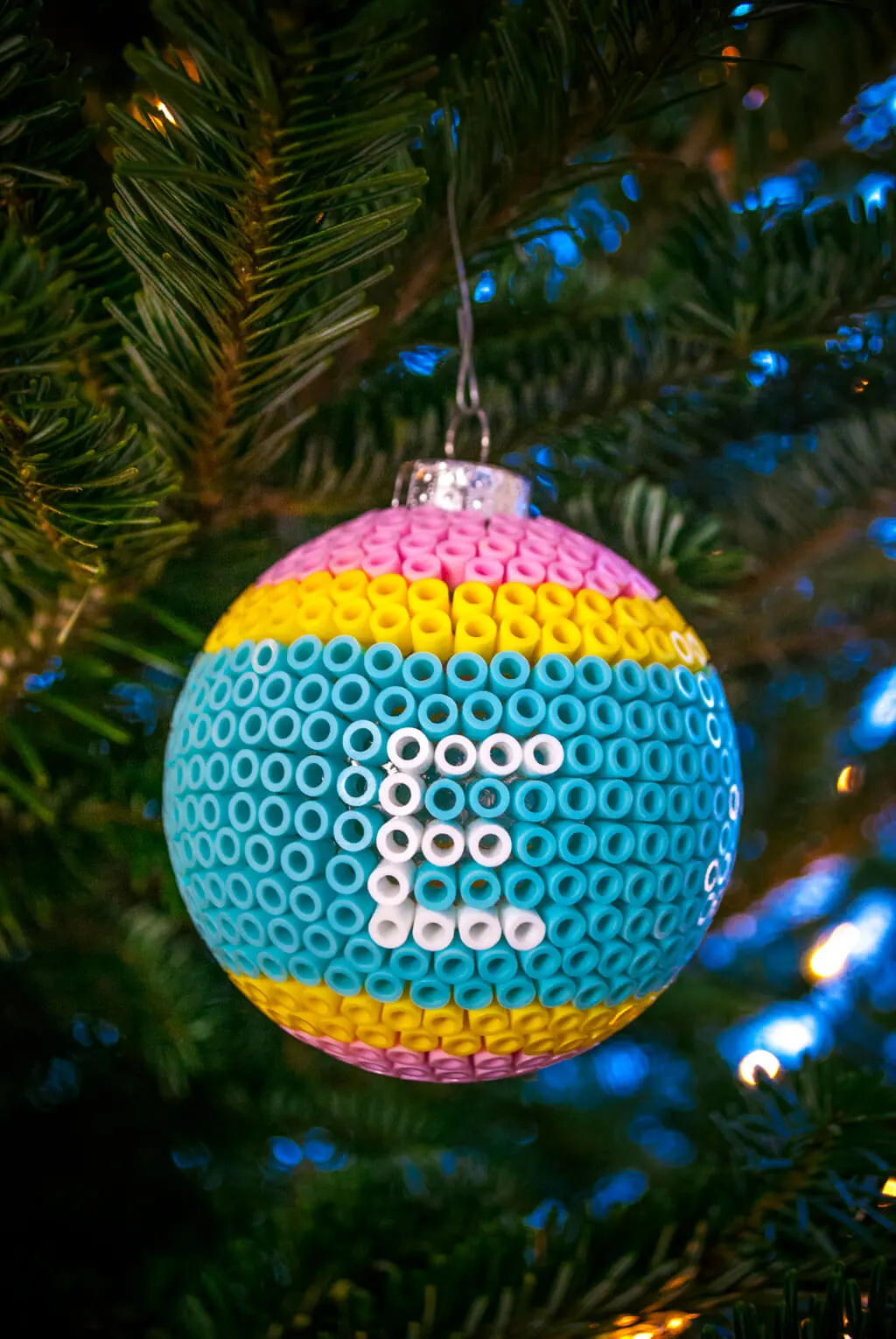 Glass ball DIY Christmas tree ornament with Perler beads