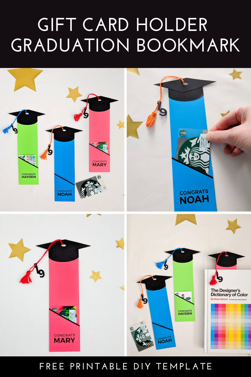 Graduation gift card bookmark