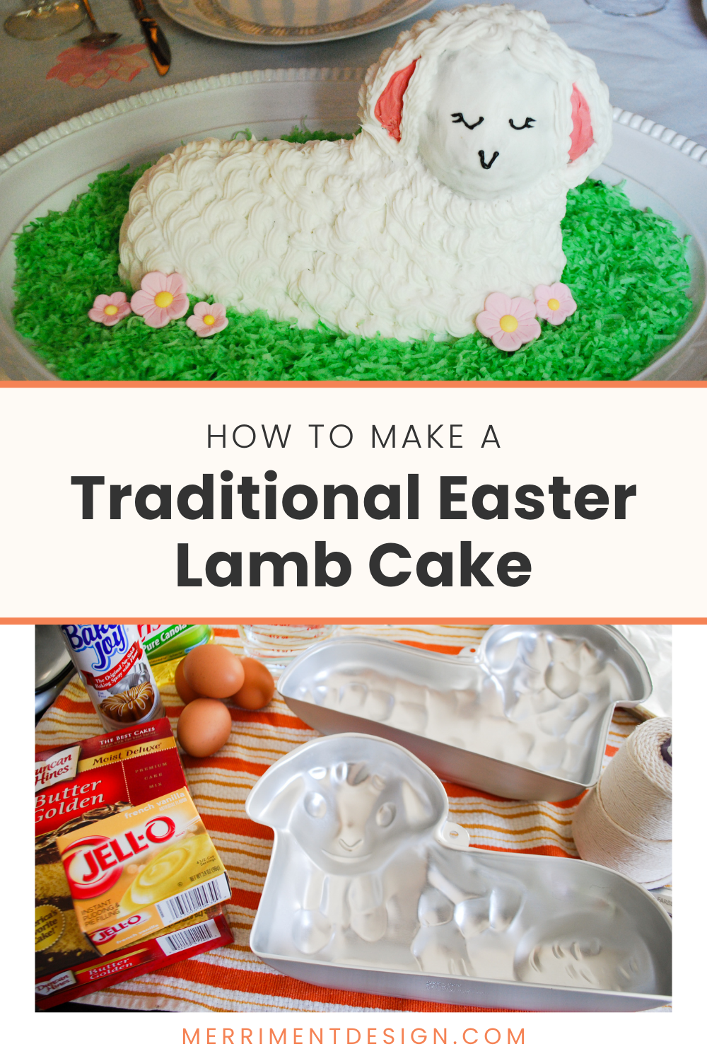 Lamb cake for Easter using a traditional lamb cake pan