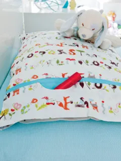 Kids pillowcase free sewing pattern with secret pocket