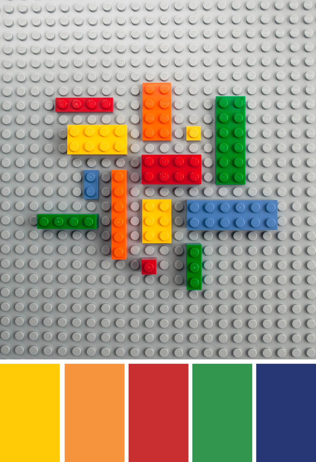 Color inspiration: LEGO® Bricks. Try this LEGO®-inspired color palette on cards for kids, scrapbooking, LEGO® photo backdrops, LEGO® birthday parties and more #Colorize #ABColorPalette #ad