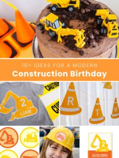 Modern construction birthday party theme ideas for decorations and supplies