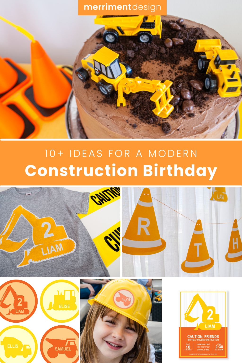 Modern construction birthday party theme ideas for decorations and supplies