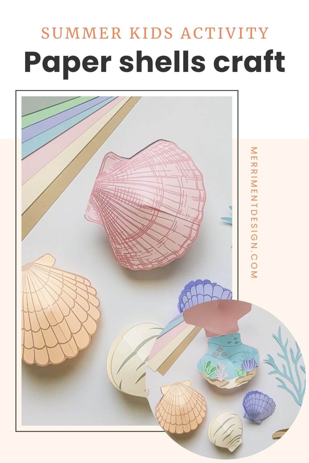 Paper seashells summer craft project for kids