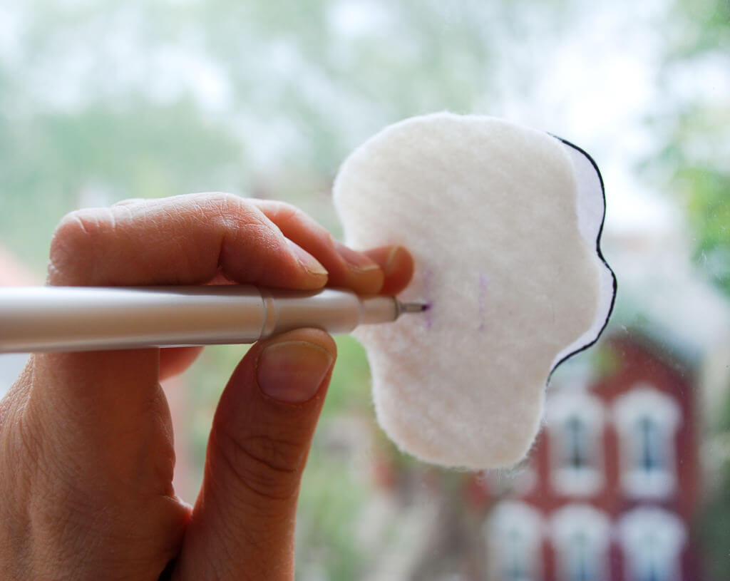 Tracing a skeleton skull pattern onto felt