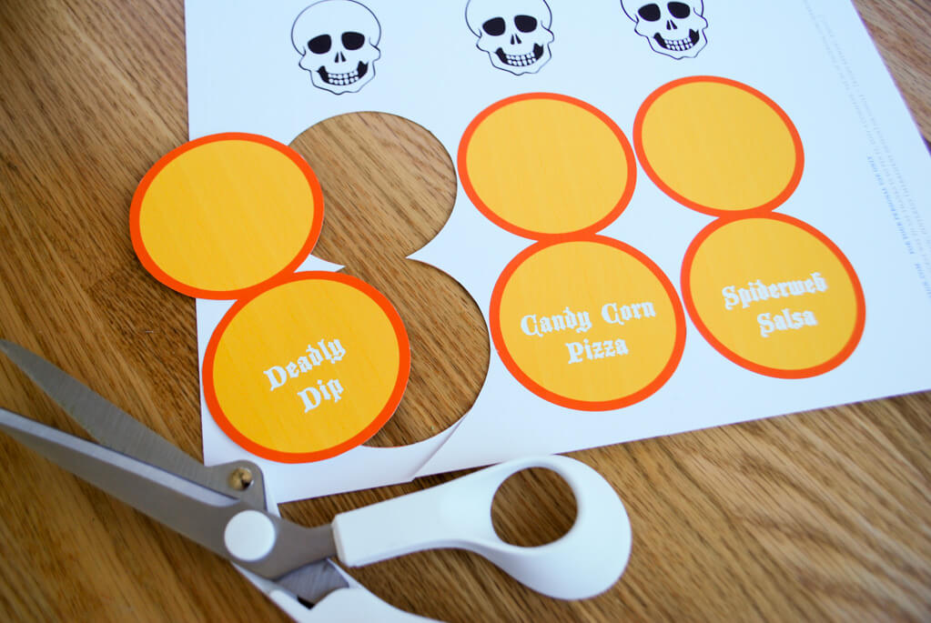 Making food labels for a Halloween dinner party