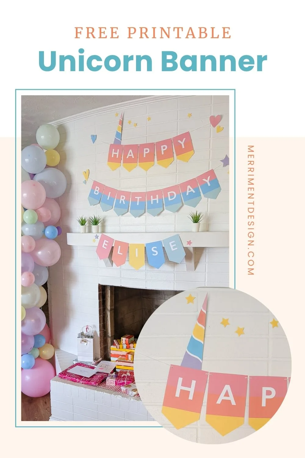 Unicorn happy birthday banner free printable letters