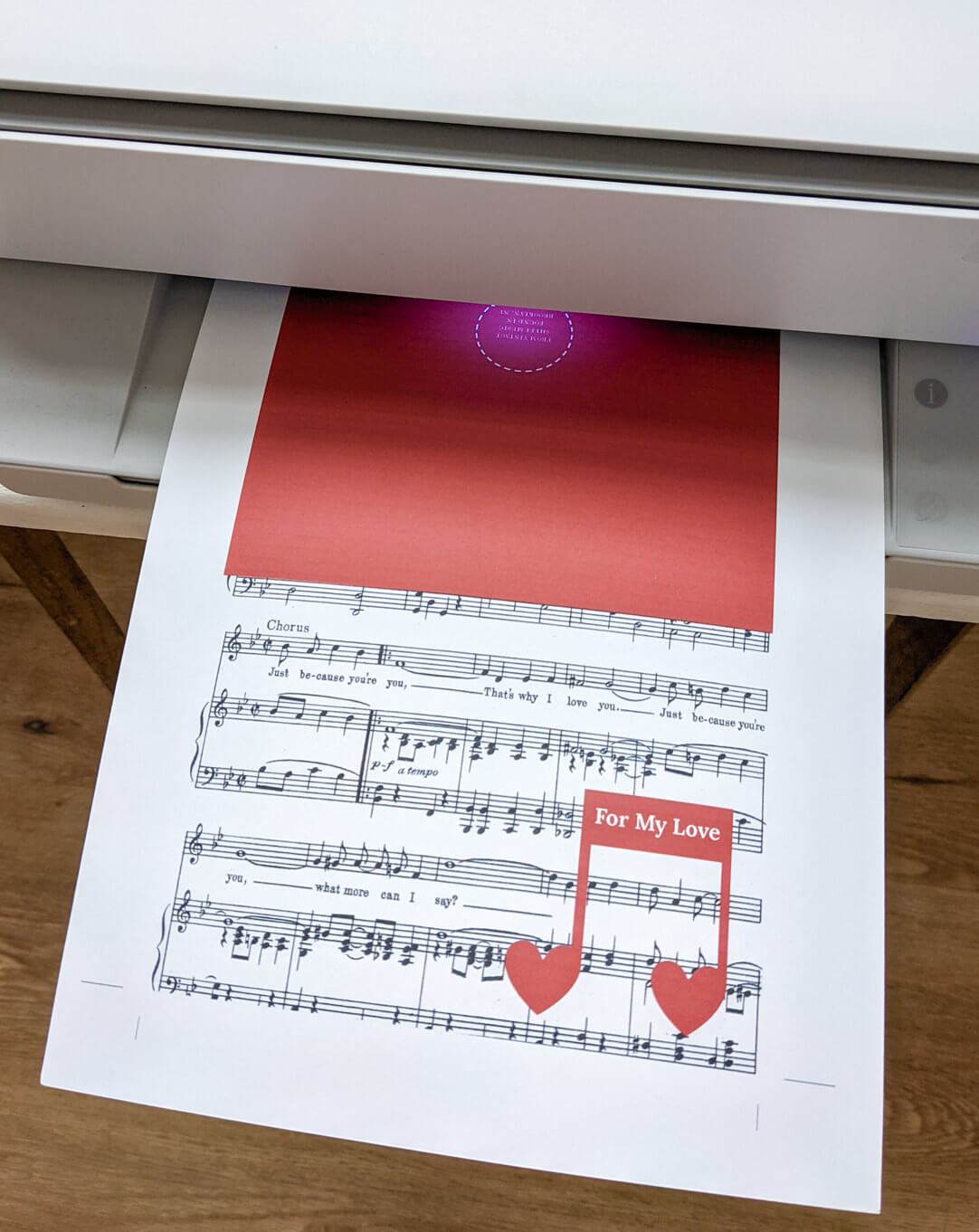 Printable music valentine for Valentine's Day