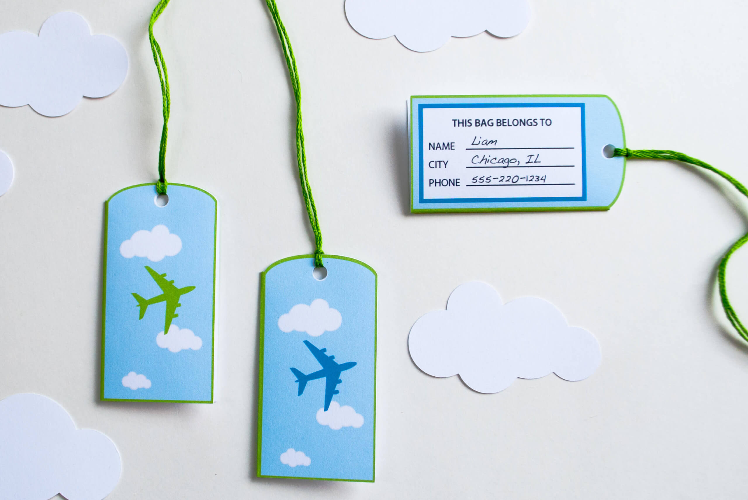 Airplane Favor Bag / Goodie Bag Luggage Tags Personalized Printable for