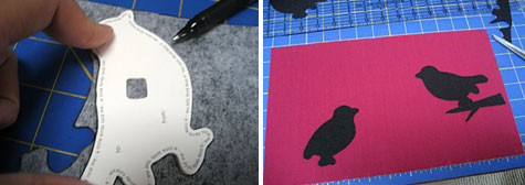 Merriment :: Baby bird silhouette appliqué handbag by Kathy Beymer