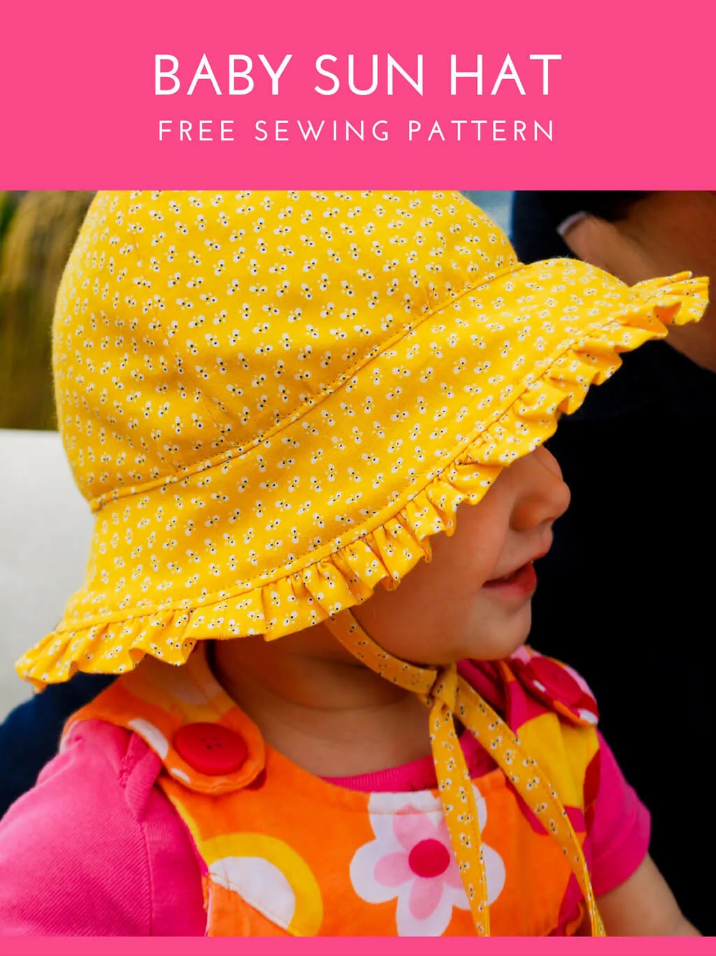 Baby bonnet pattern - free sewing pattern. Make this baby sun hat with cute ruffle and ties for the summer! Makes a great DIY baby gift. #baby #free #sewing #pattern #bonnet #hat Baby bonnet free pattern sewing pattern