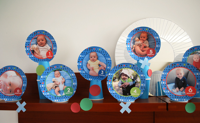 Baby month by month photo idea for a 1st birthday party