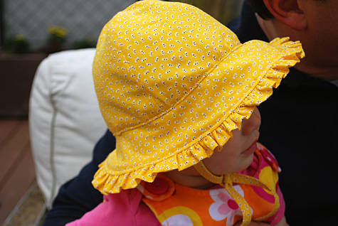 Baby sunhat hat with ruffles and ties free sewing pattern and DIY tutorial