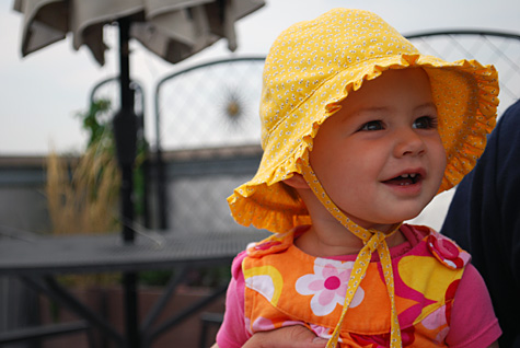 Baby sunhat pattern with ruffles and ties - Merriment Design