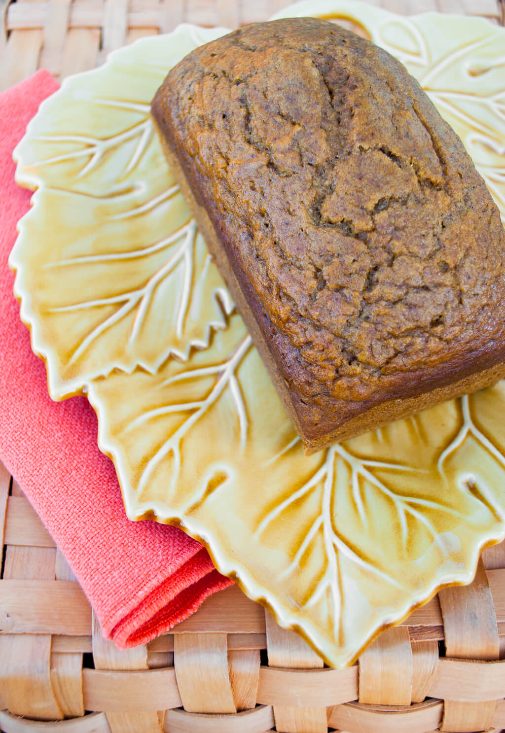 Pumpkin banana bread recipe with less sugar, coconut oil, healthier flours and pumpkin pie spices. Make mini-loaves or full size (I like to make mini-loaves and freeze).