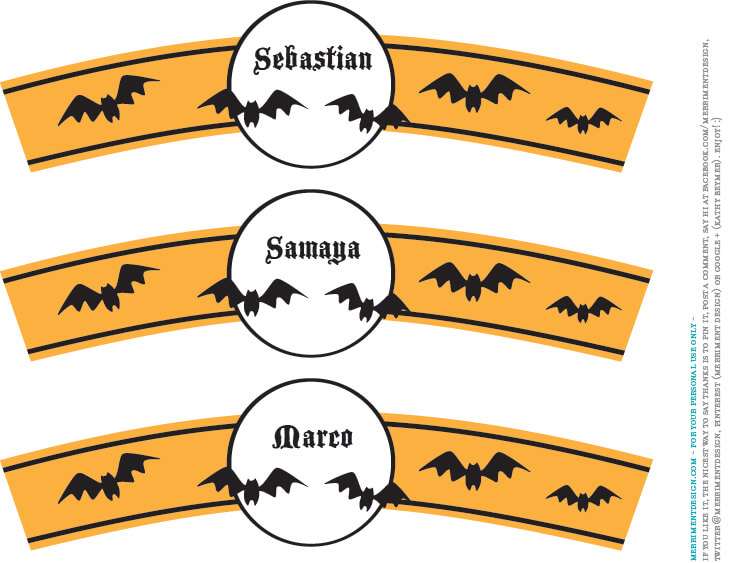 Bats printable drink wraps - type to personalize, cut and wrap to keep party drinks separate. #halloween #printables #bats