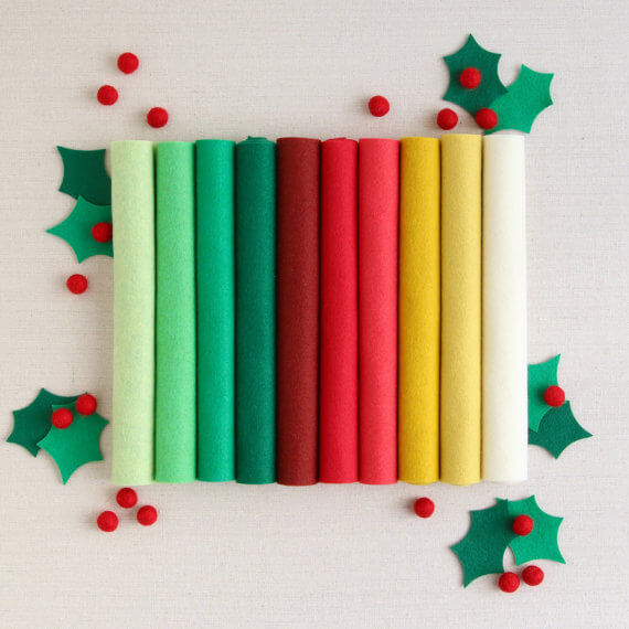 Wool felt in Christmas colors