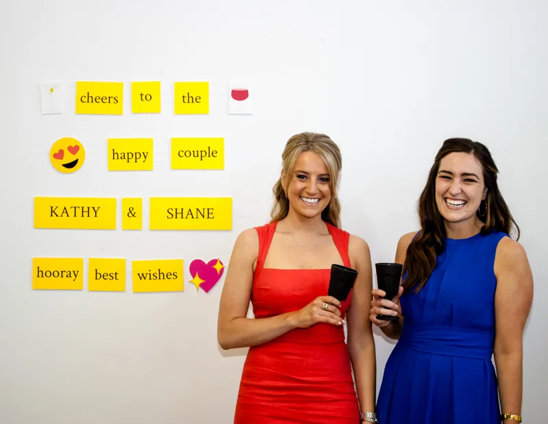 Best Wedding Wishes DIY Photo Booth Backdrop. Give wedding guests word tiles and emojis to spell their best wishes. Removes cleanly and easily from walls - no damage! What an easy and clever DIY photobooth and guest book idea!