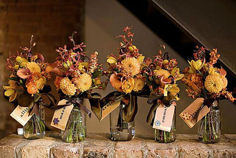 Mason jar bouquet holders for receptions