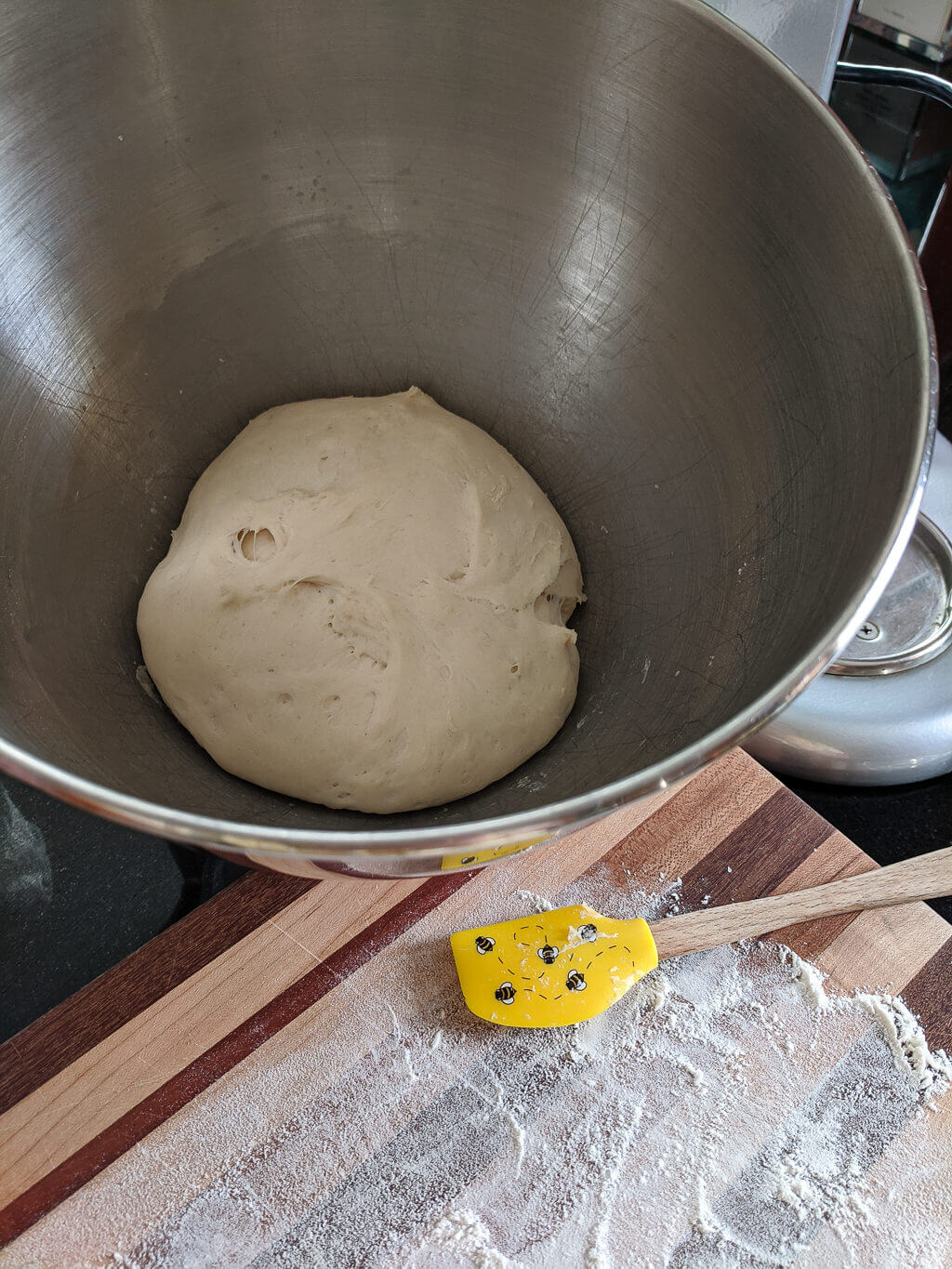 Breadsticks dough in a KitchenAid mixer