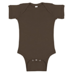 Brown short-sleeved baby onesie