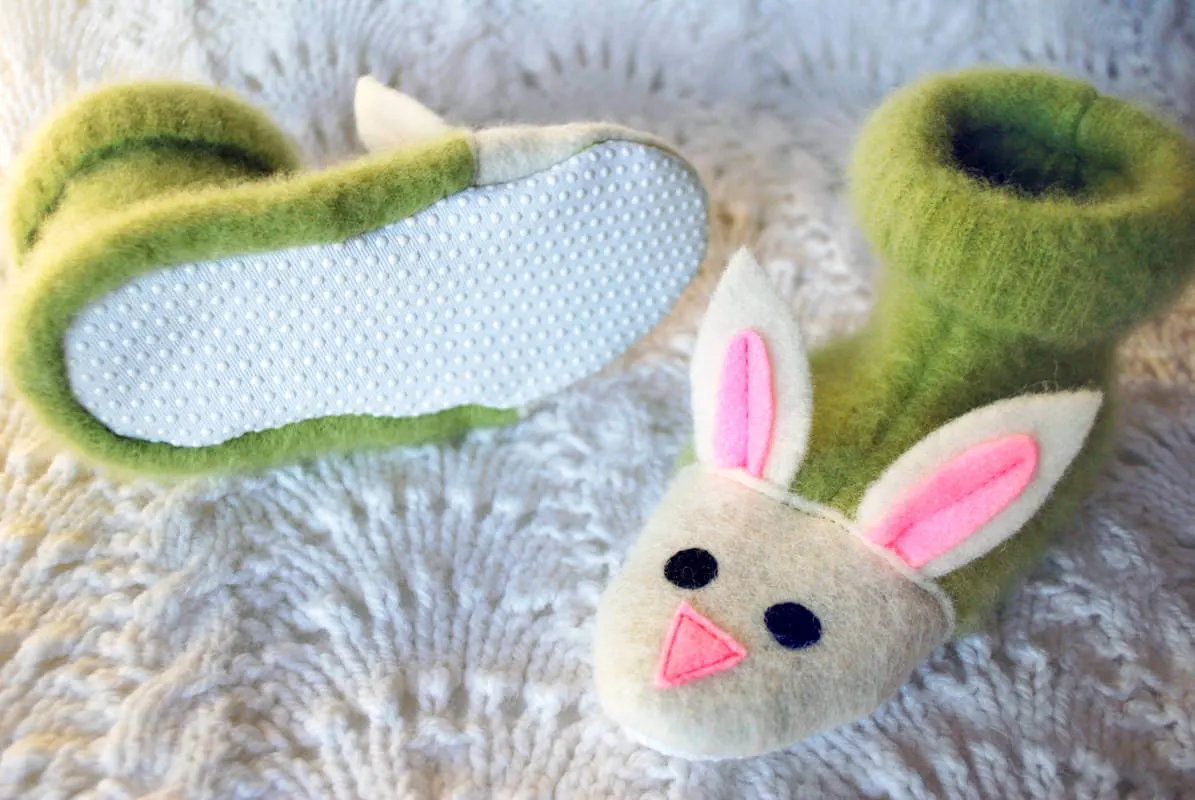 No-slip bottoms of children's bunny slippers