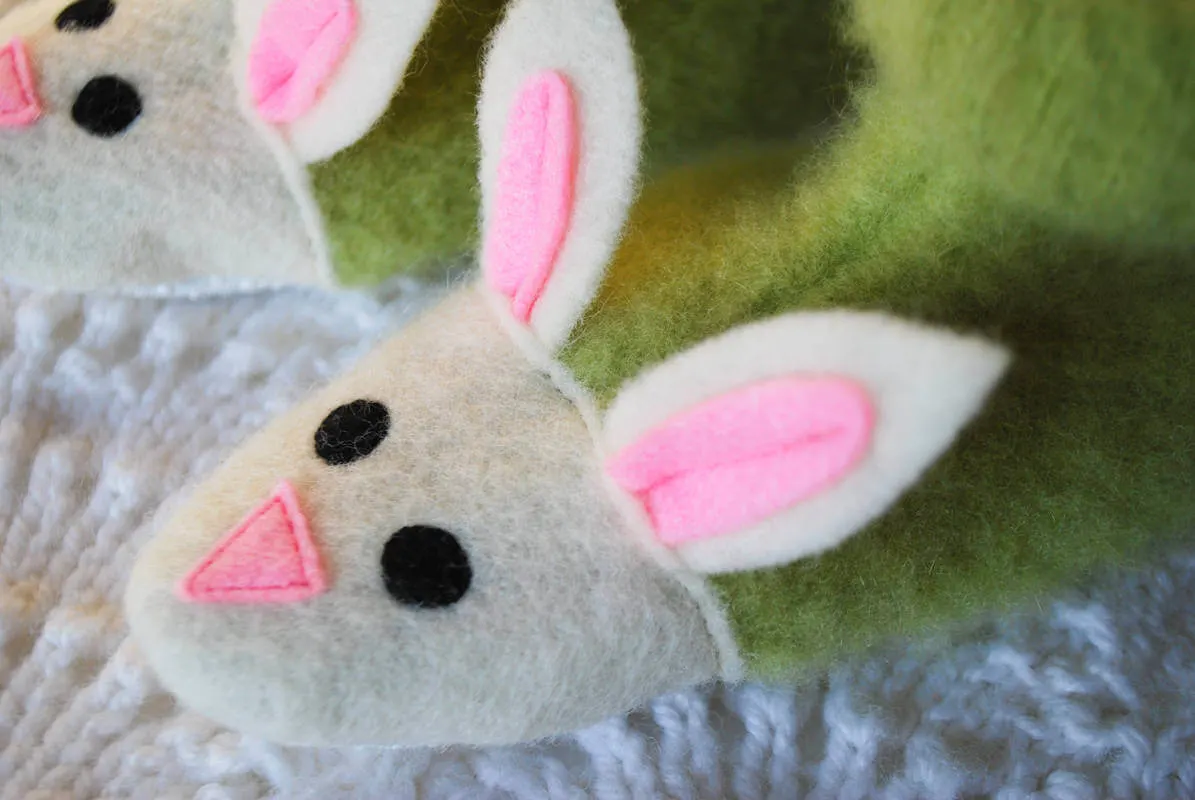 Close-up of bunny slippers face