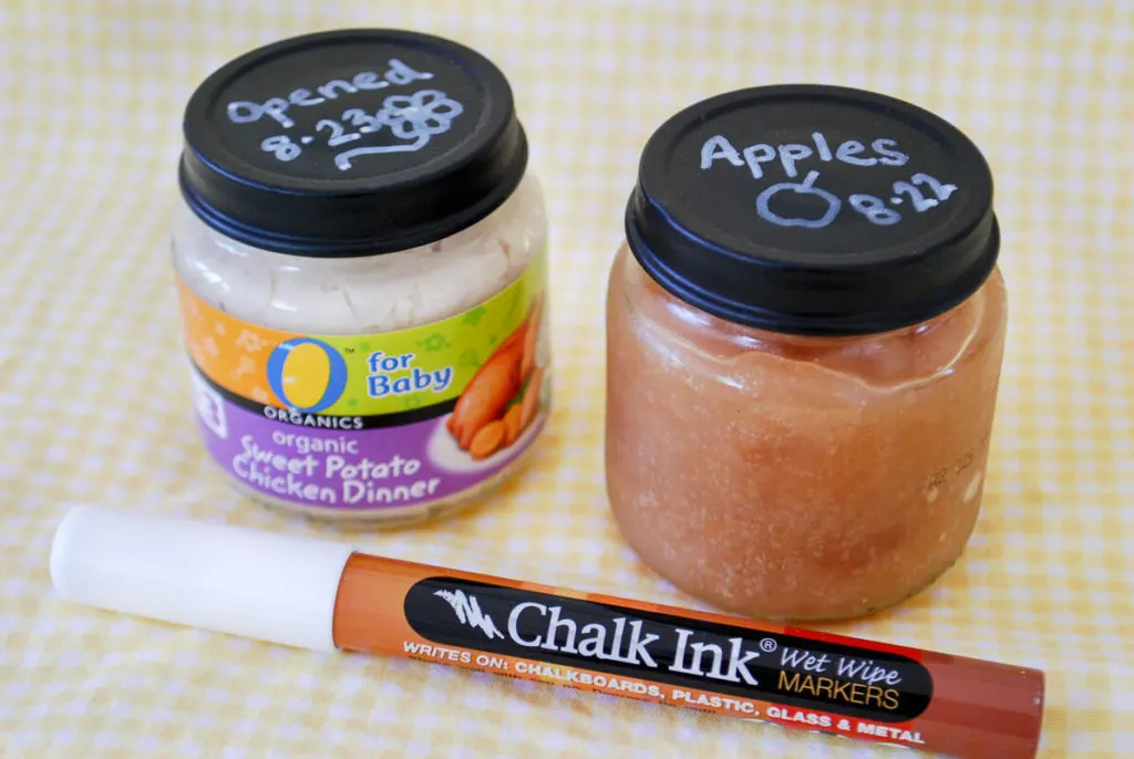 DIY chalkboard baby food jars