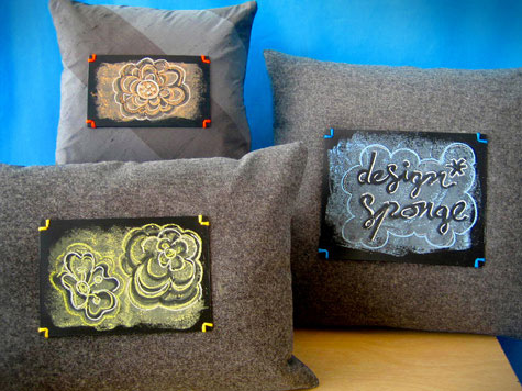 Merriment :: Chalkboard pillows by Kathy Beymer, Photo and Styling by Heather Crosby