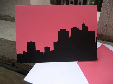 Merriment :: Chicago Skyline Note Cards and Lined Envelopes by Kathy Beymer