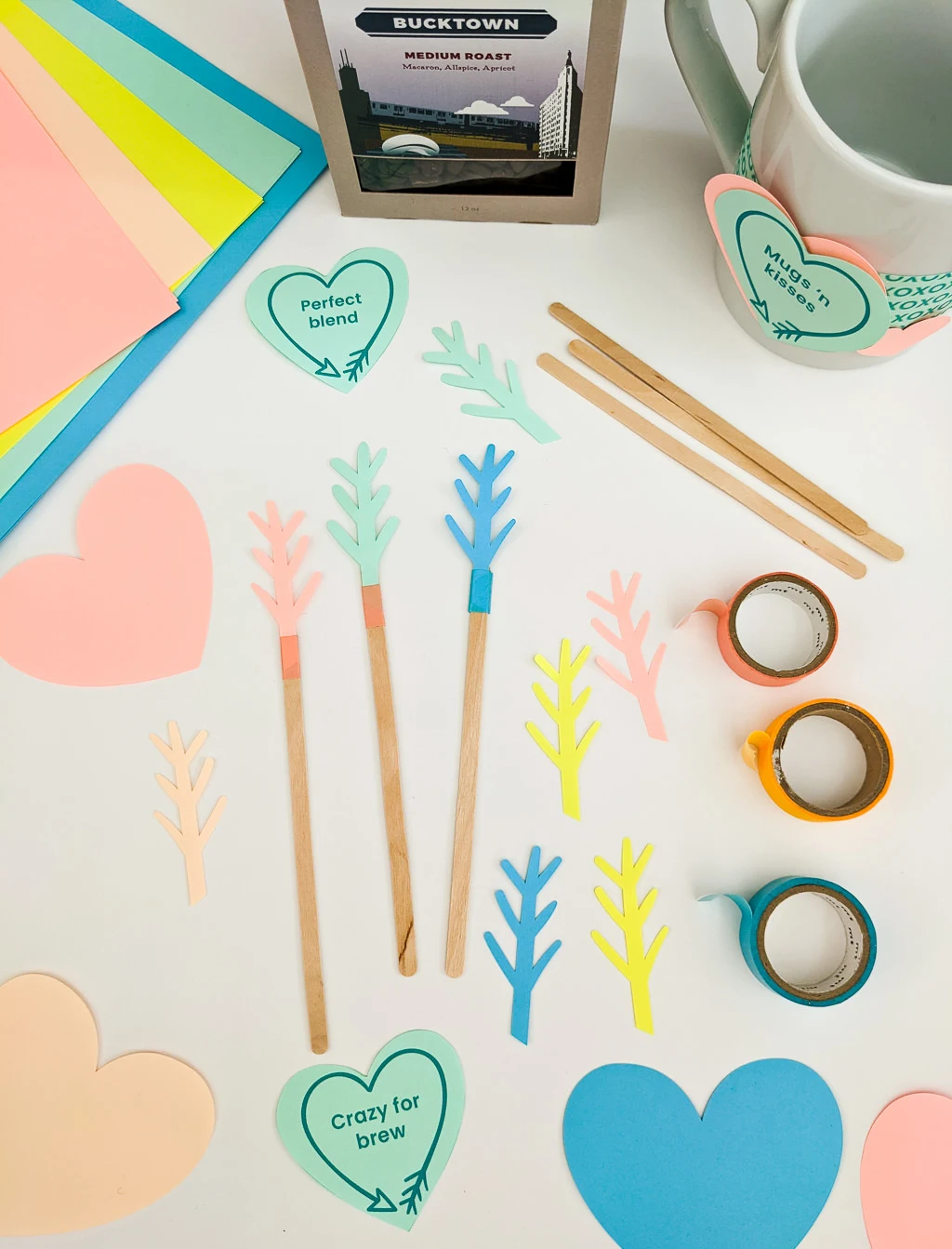 DIY arrow coffee stir sticks for Valentine's Day