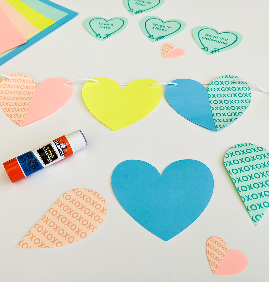 XOXO paper heart free printable template