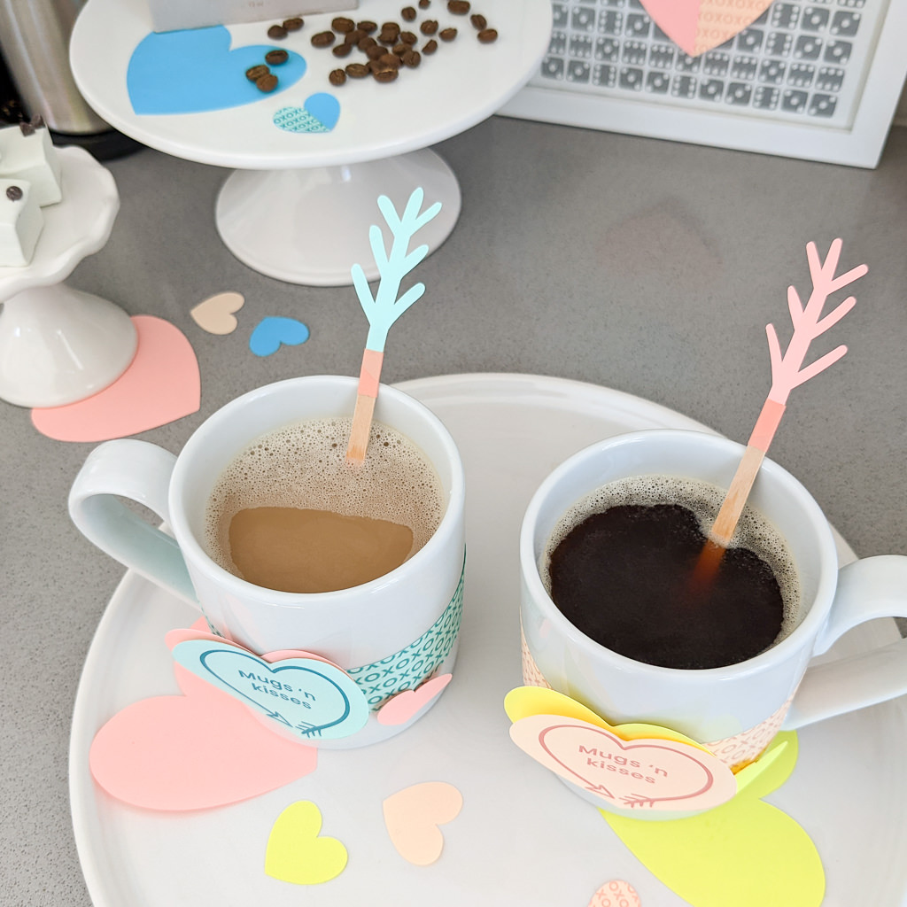 'Cupid's arrow' coffee stir sticks for a Valentine's Day coffee gift - easy coffee bar idea